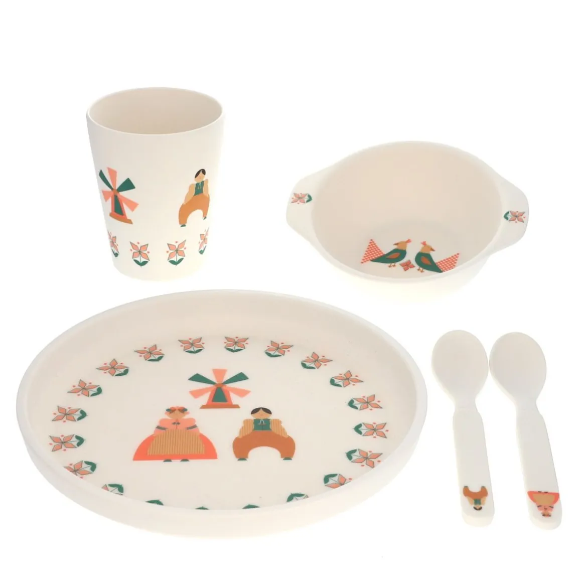 Coffret repas en mélamine fleuri - Folk d'été