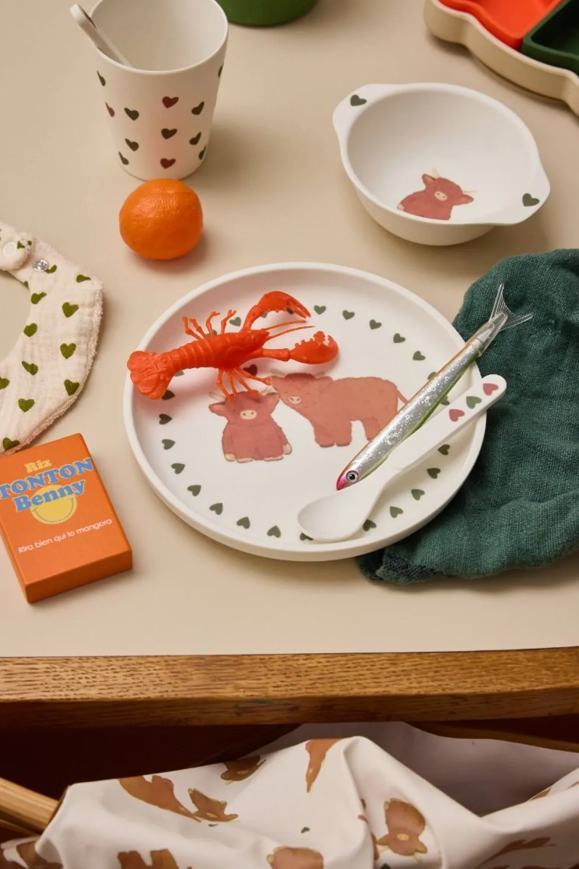 Coffret repas en mélamine vaches - Bébé Highland