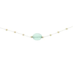 Collier chaine dorée pierre verte