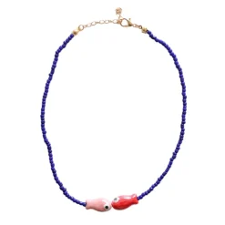 Collier en perles bleues et poisson - Trouville