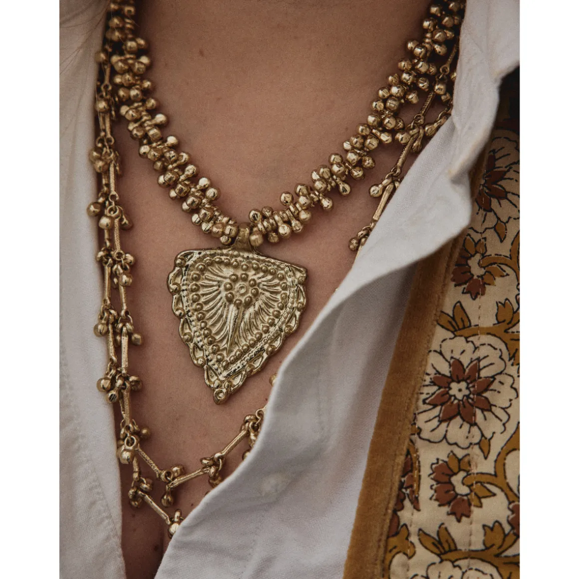 Collier indien cœur doré - Mariage Indien