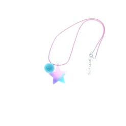 Collier étoile à pompon bleu