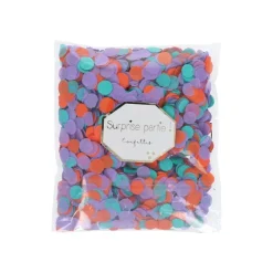 Confettis ronds violet orange vert