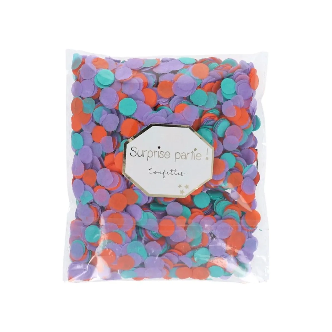 Confettis ronds violet orange vert