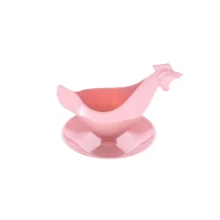 Coquetier poule en plastique rose