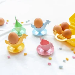 Coquetier poule en plastique vert d'eau