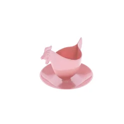 Coquetier poule en plastique rose