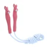 Corde à sauter en bois lapin rose