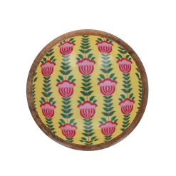 Coupelle en bois fleurs jaune