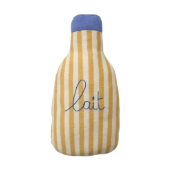 Coussin en tricot rayé bouteille de lait - Petit déj