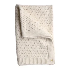 Couverture en tricot pointelle ivoire