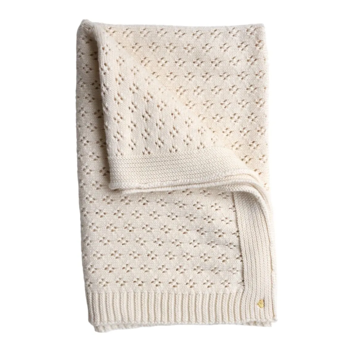 Couverture en tricot pointelle ivoire