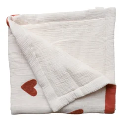 Couverture gaze de coton cœur terracotta Punch Needle