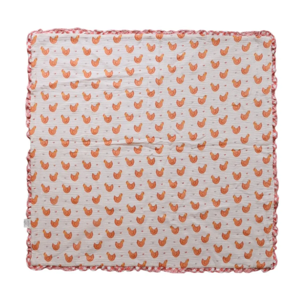 Couverture vichy motifs poules - La petite poule rousse