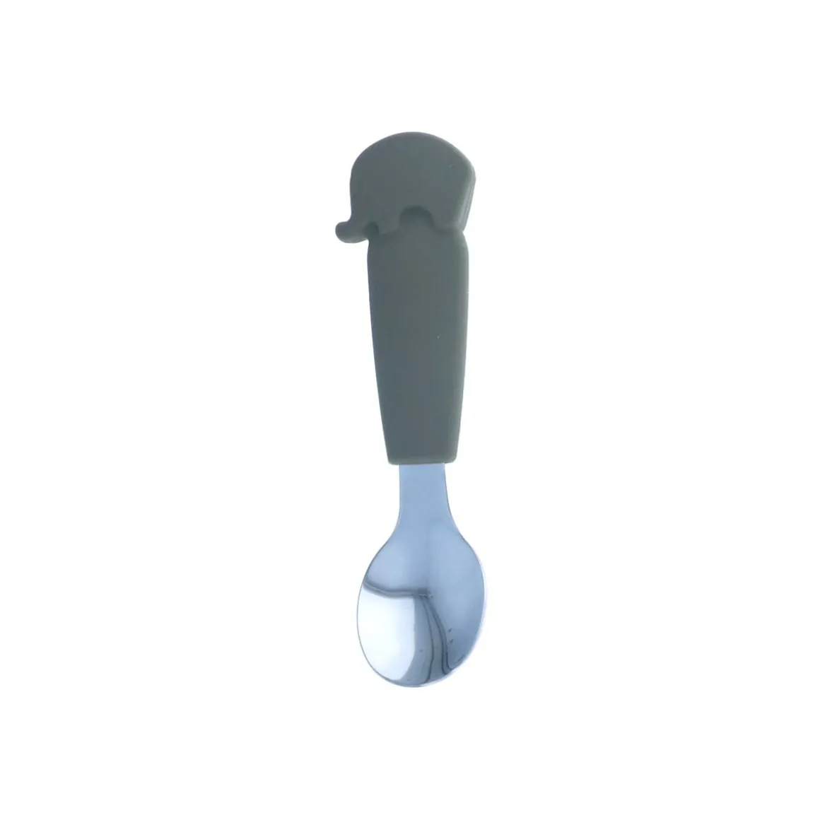 Cuillère avec manche éléphant silicone gris