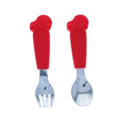 Cuillère avec manche voiture silicone rouge