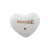 Cœur en céramique blanc et doré "Mamie"