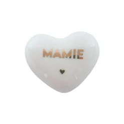 Cœur en céramique blanc et doré "Mamie"