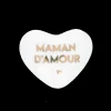 Cœur en céramique blanc et doré "Maman d'amour"