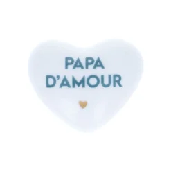 Cœur en céramique blanc et bleu "papa d'amour"