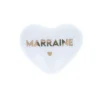 Cœur en céramique blanc et doré "marraine"