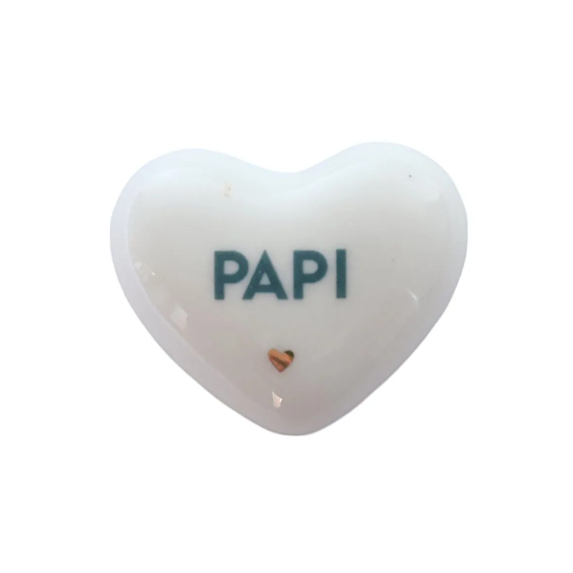 Cœur en céramique blanc et bleu "Papi"
