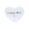 Cœur en céramique blanc et doré "Joyeux Noël"