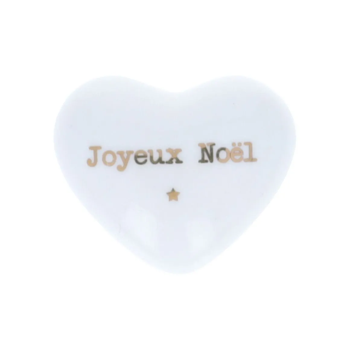 Cœur en céramique blanc et doré "Joyeux Noël"