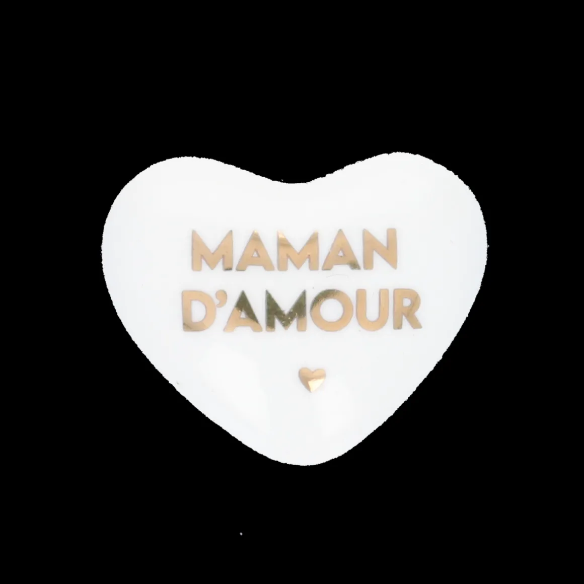 Cœur en céramique blanc et doré "Maman d'amour"