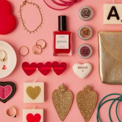Cœur en céramique blanc et doré "Bisous"