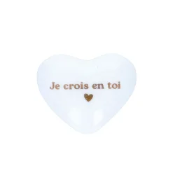 Cœur en céramique blanc "Je crois en toi"