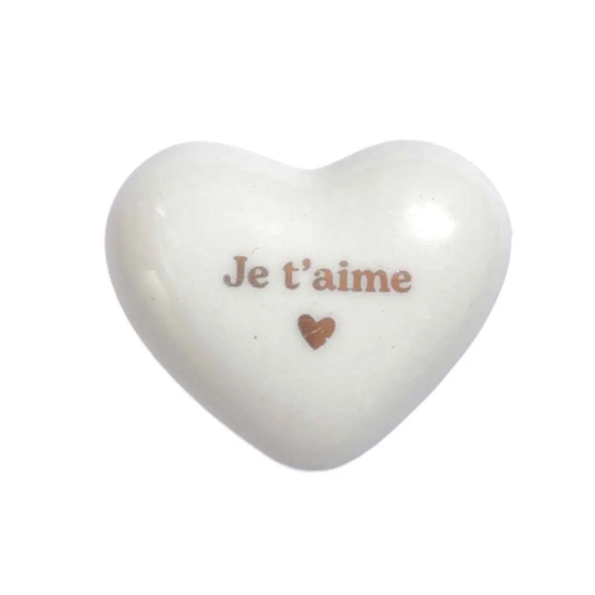 Cœur en céramique blanc "Je t'aime"