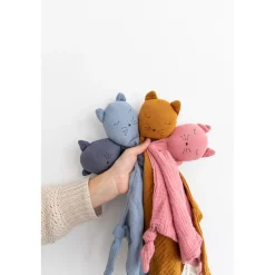 Doudou lange chat jaune moutarde
