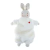Doudou lapin blanc brodé coeur - Lapin d'amour