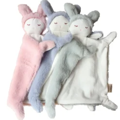 Doudou lapin bleu tout doux