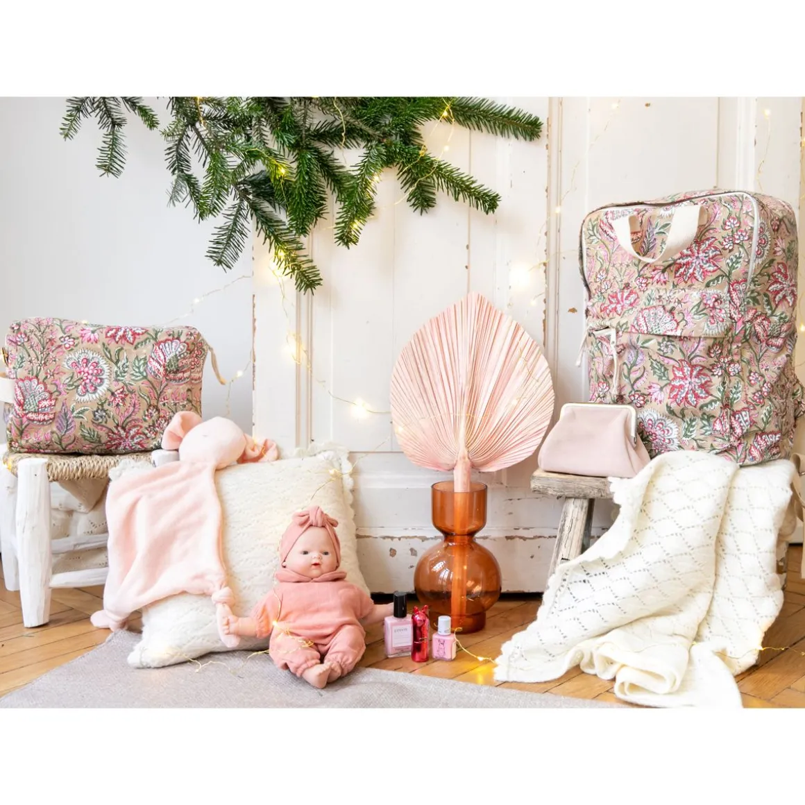 Doudou lapin éponge rose pâle