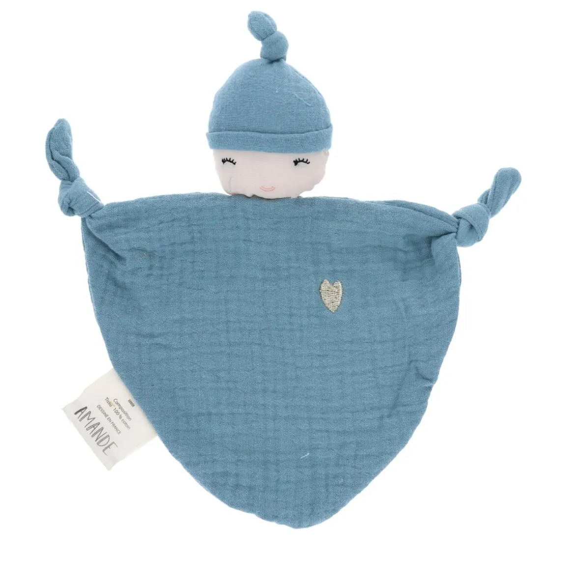 Doudou plat lutin bleu