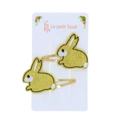 Duo de barrettes lapin doré