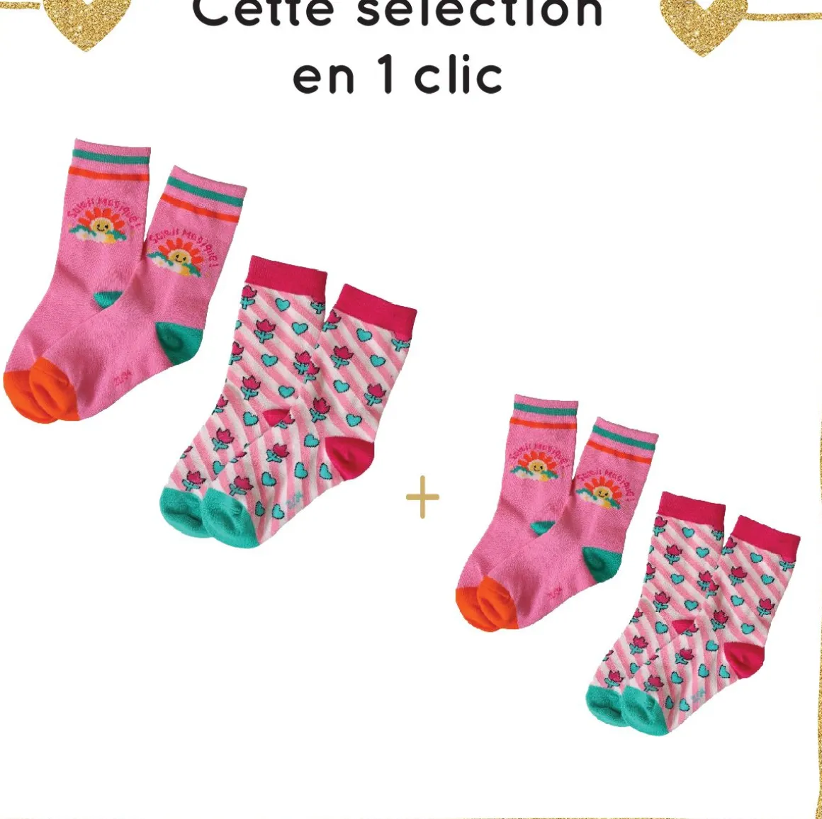Duo lot chaussettes adulte enfant - Zou Bisou Bisou !