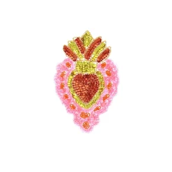 Ecusson coeur sequins rose