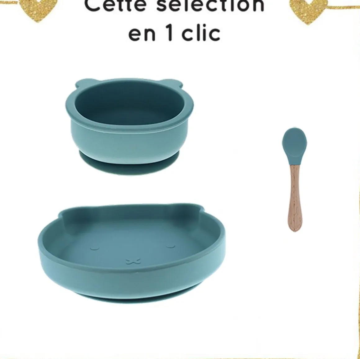 Ensemble vaisselle en silicone bleu ciel