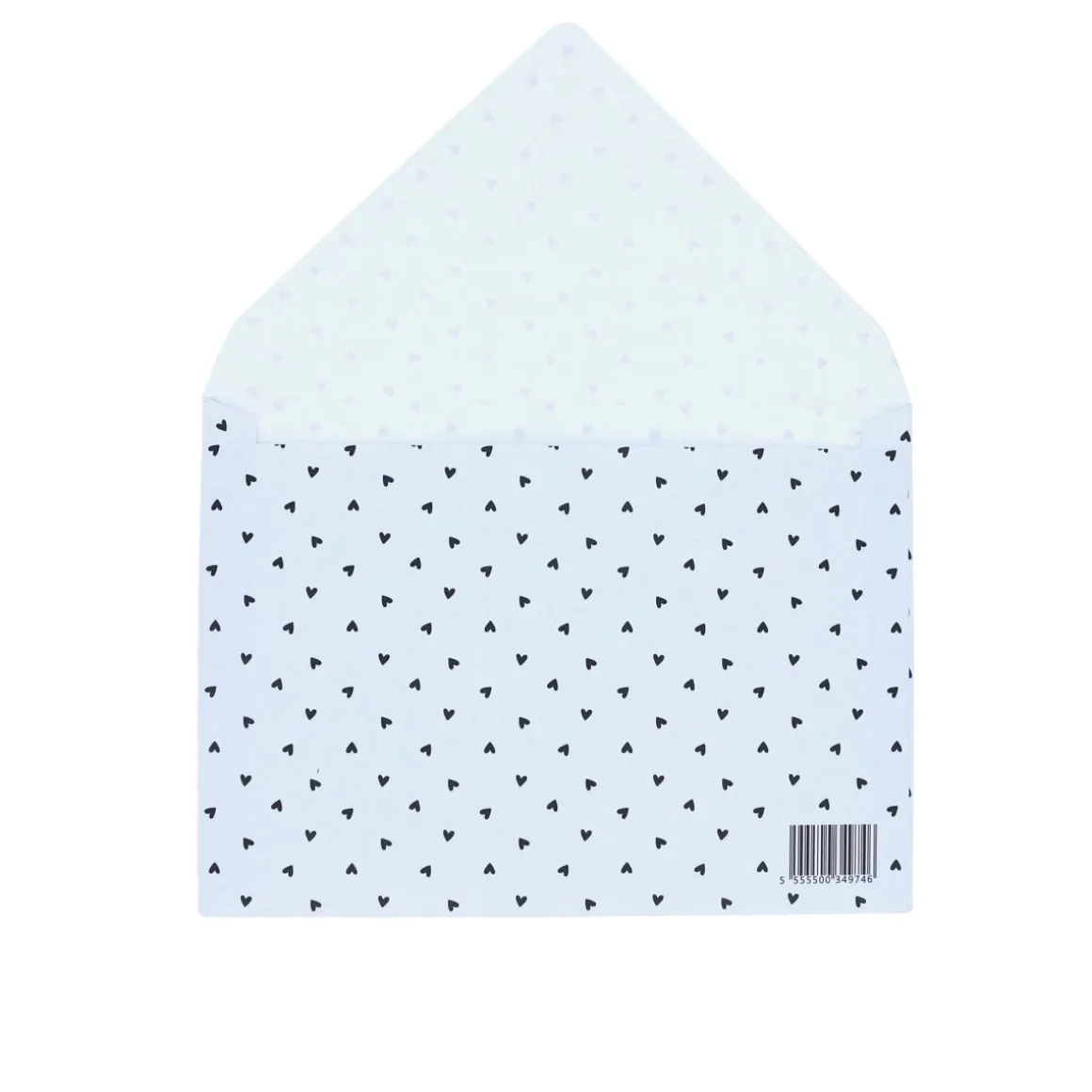 Enveloppe blanche cœurs noirs