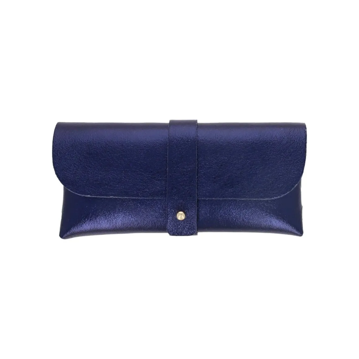 Etui à lunettes cuir irisé bleu nuit