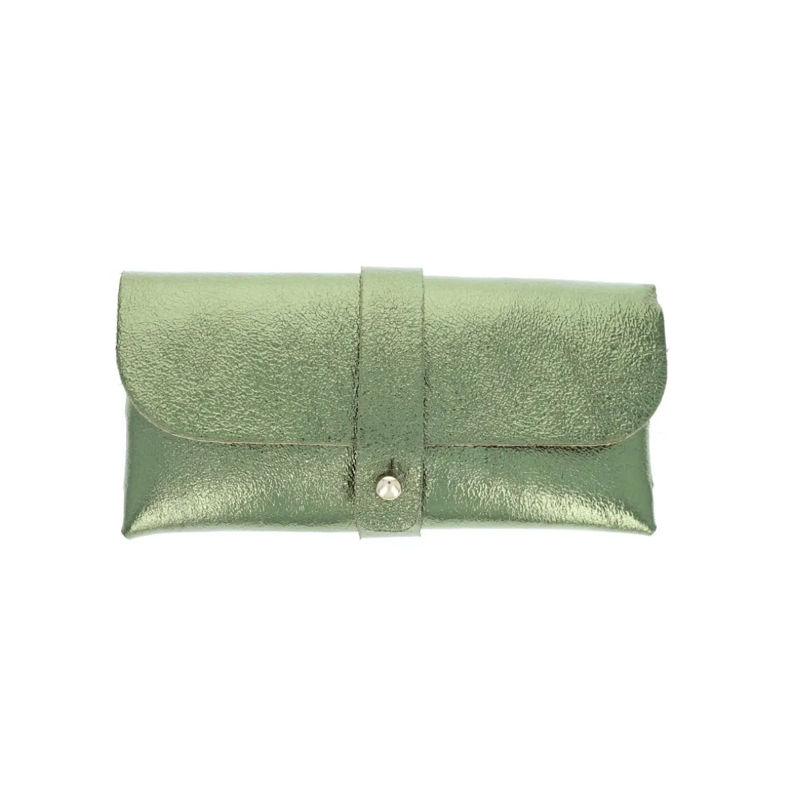 Etui à lunettes cuir irisé vert olive