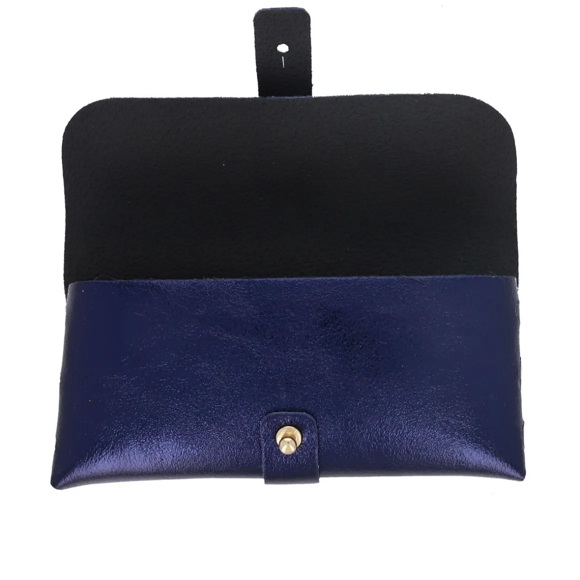 Etui à lunettes cuir irisé bleu nuit