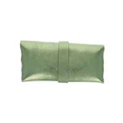 Etui à lunettes cuir irisé vert olive