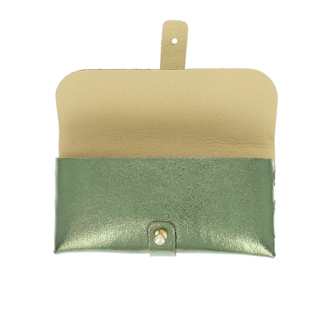 Etui à lunettes cuir irisé vert olive