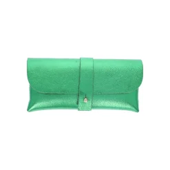 Etui à lunettes cuir vert émeraude