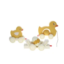 Famille canard à promener en bois