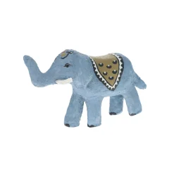 Figurine éléphant en papier mâché avec ornement ocre